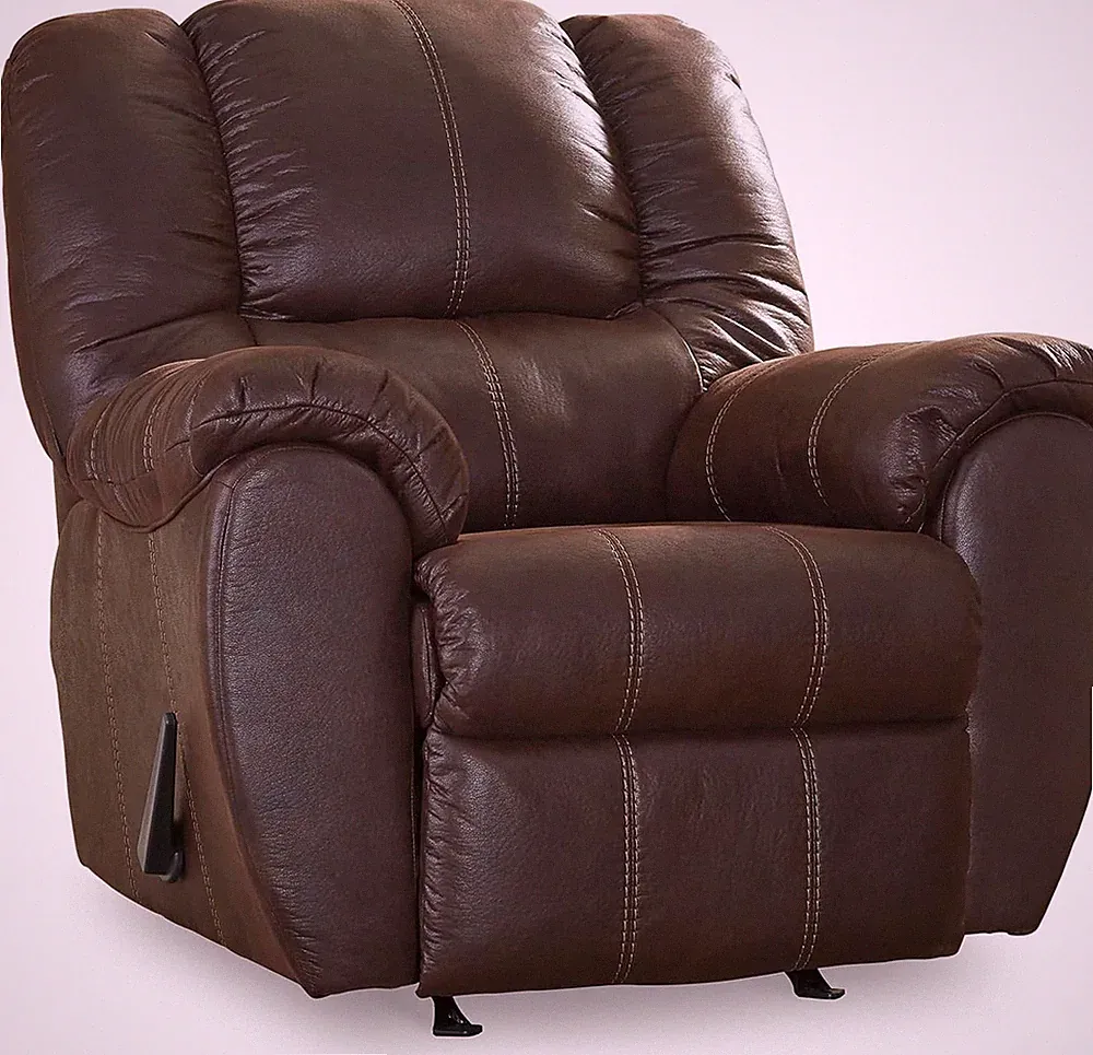 Brown Faux Leather Manual Pull Rocker Recliner by Mcgann