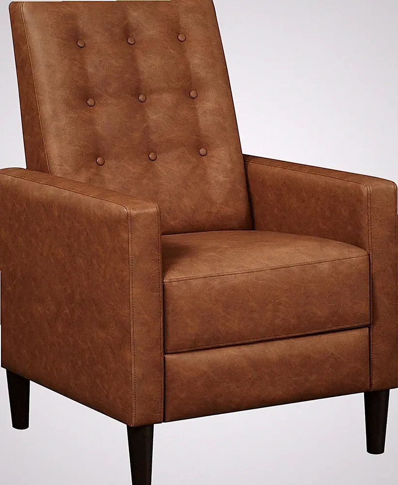 Faux Leather Recliner Sofa Mid-Century Modern Single Reclining Chair Adjustable