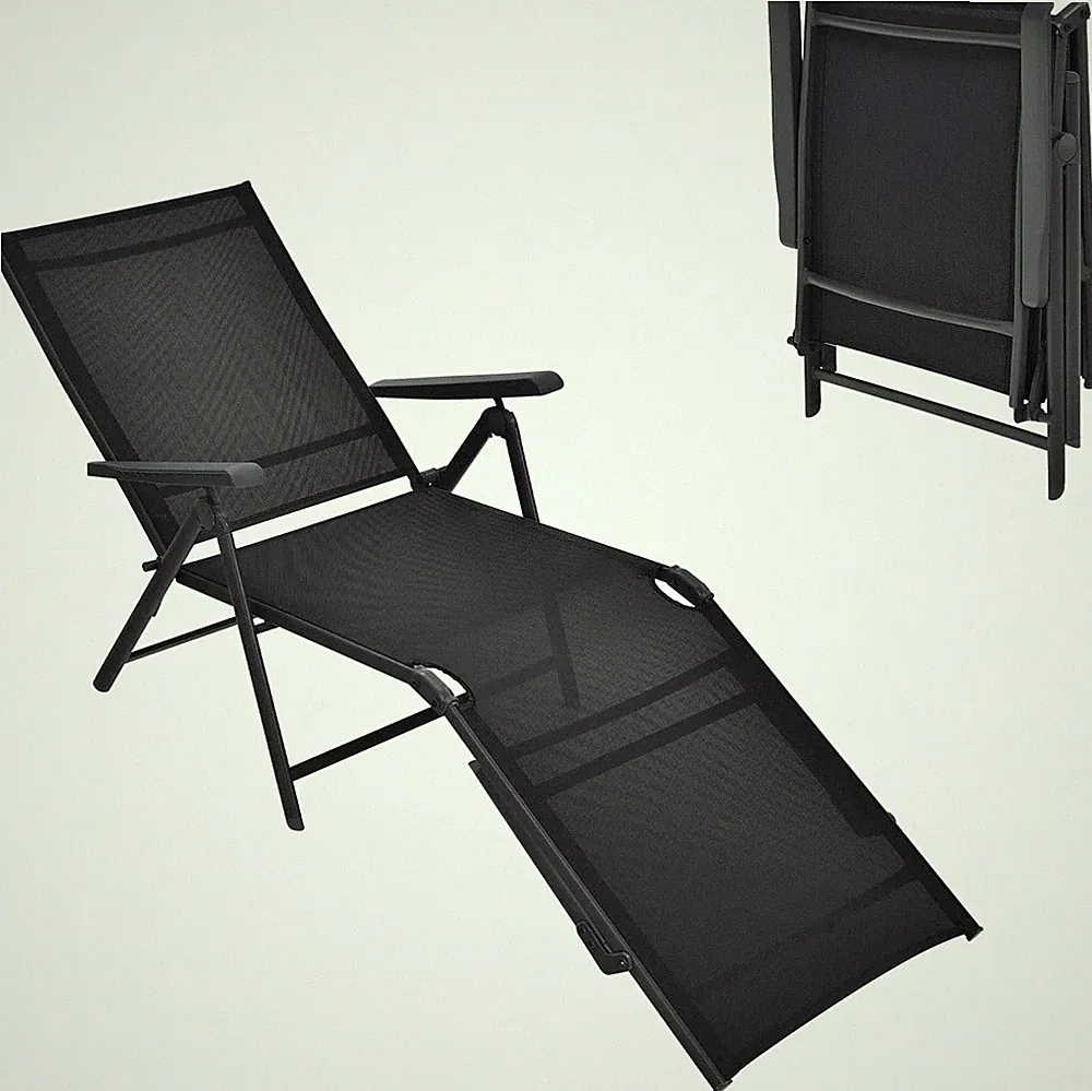 Folding Lounge Chair Outdoor, Recliner Chaise Lounge with 5-Position Adjustable