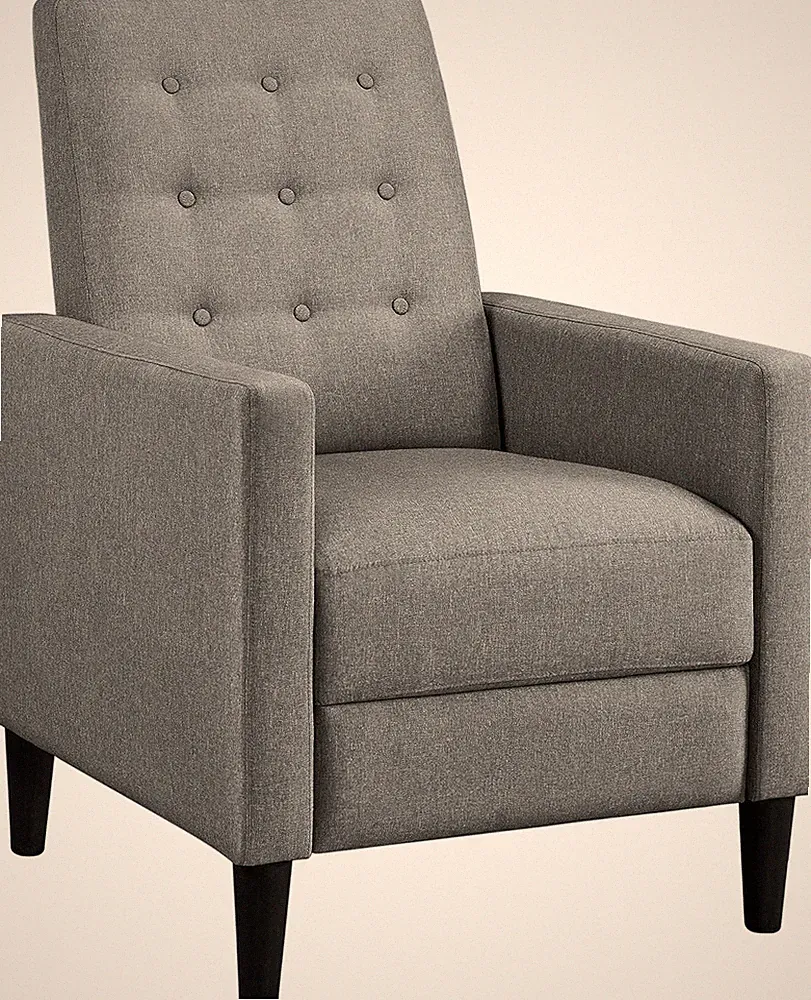 Gray Fabric Recliner Chair with Adjustable Seat Cushion for Living Room
