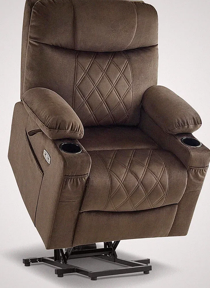 Petite Triple Motor Lift Recliner Chair with Massage & Heating - Coffee
